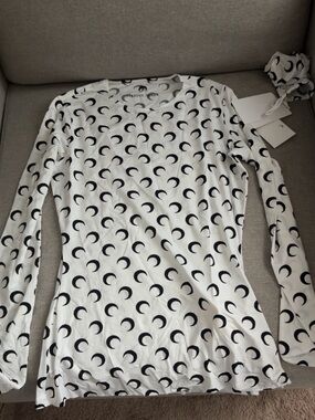 Marine serre Moon Print Long Sleeve Tee - White & Black